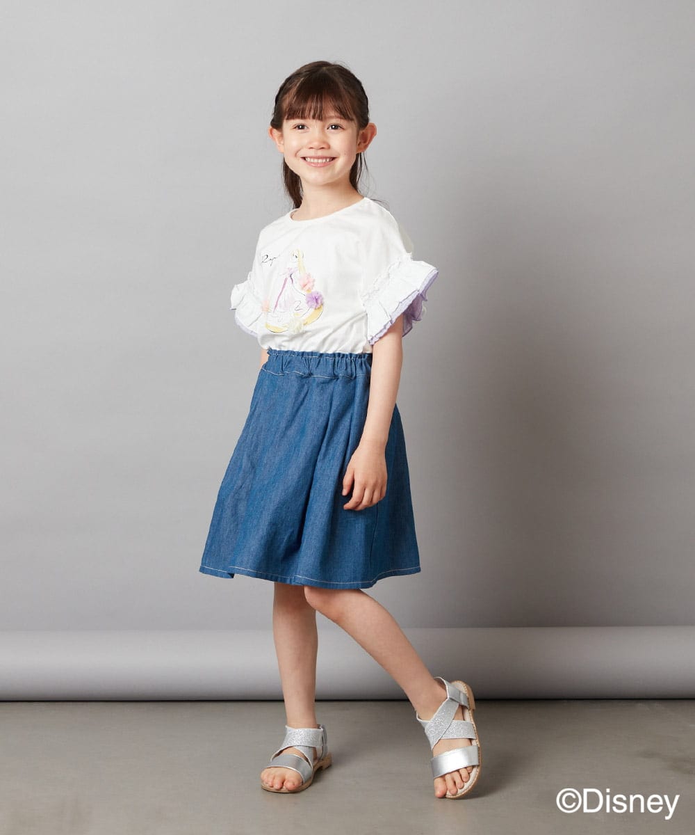 KJKGV80029 a.v.v KIDS(アー・ヴェ・ヴェ) [100-140]袖フリルTシャツ ライトブルー