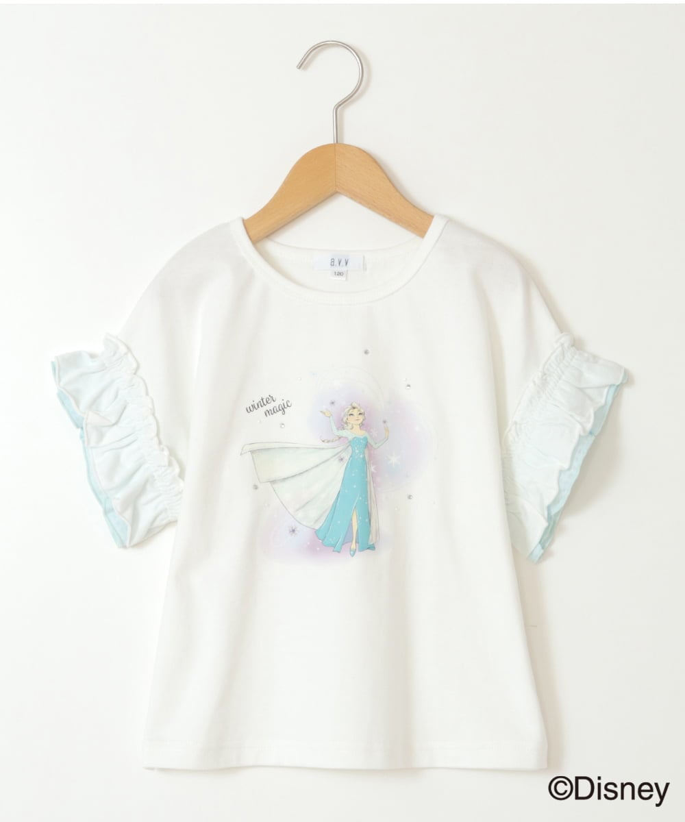 KJKGV80029 a.v.v KIDS(アー・ヴェ・ヴェ) [100-140]袖フリルTシャツ ライトブルー
