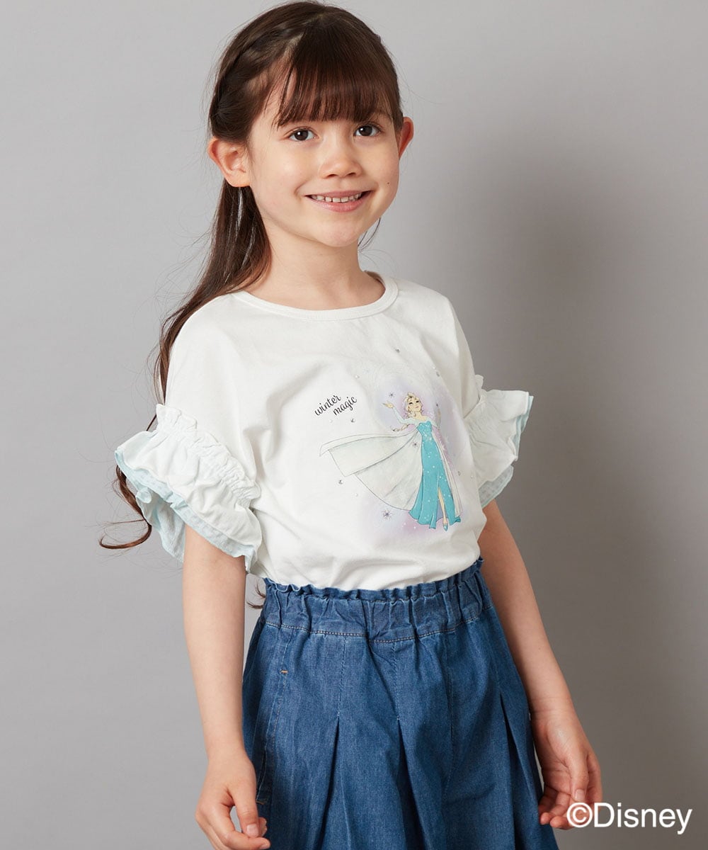 KJKGV80029 a.v.v KIDS(アー・ヴェ・ヴェ) [100-140]袖フリルTシャツ ライトブルー