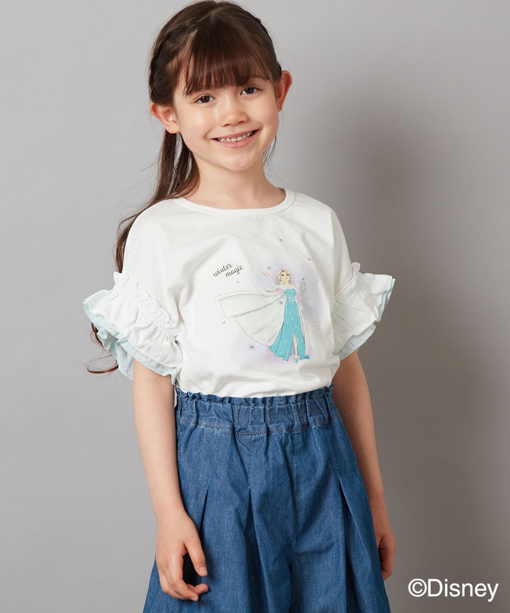 KJKGV80029 a.v.v KIDS(アー・ヴェ・ヴェ) [100-140]袖フリルTシャツ ライトブルー