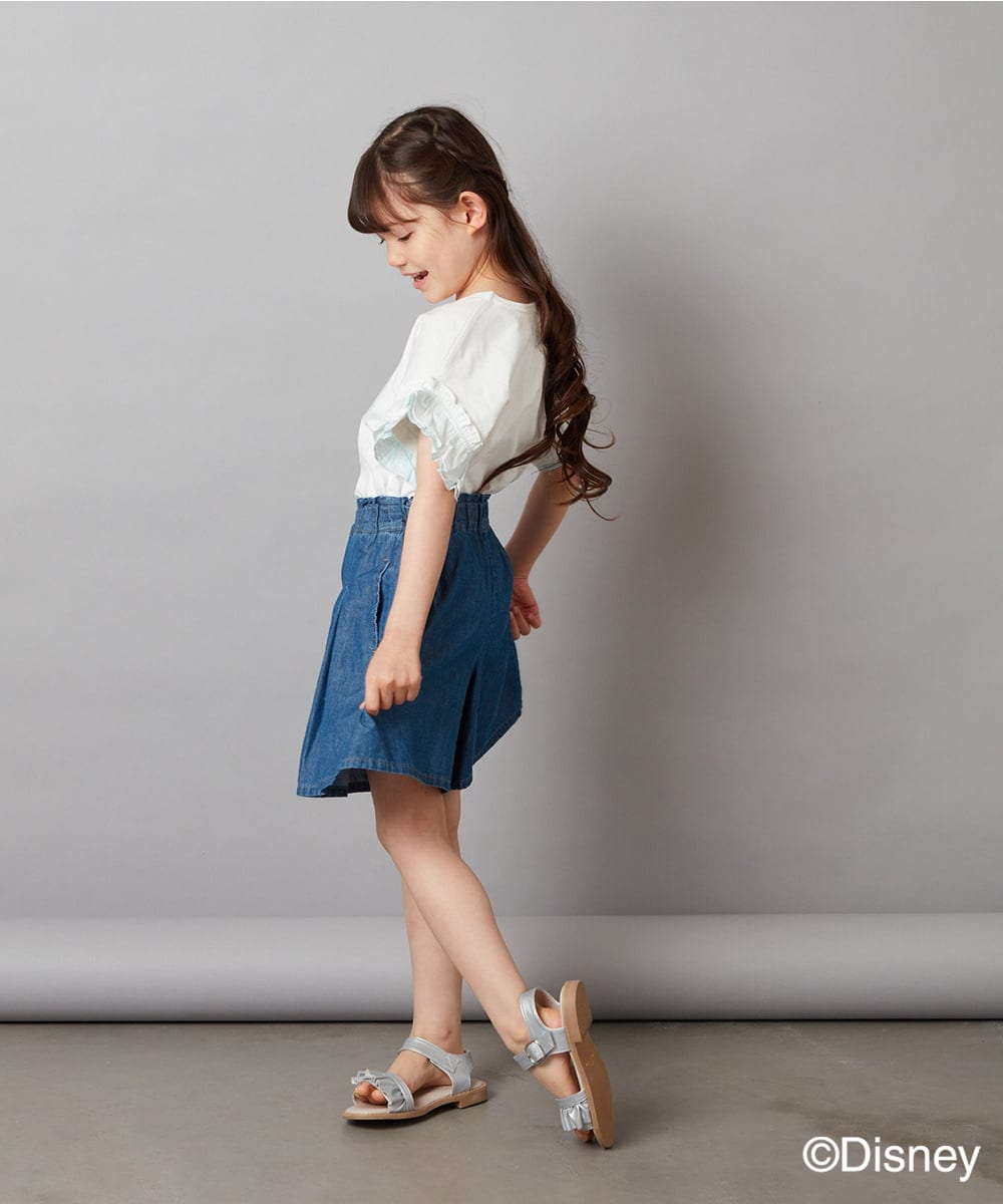 KJKGV80029 a.v.v KIDS(アー・ヴェ・ヴェ) [100-140]袖フリルTシャツ ライトブルー