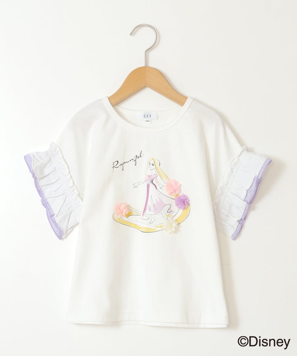KJKGV80029 a.v.v KIDS(アー・ヴェ・ヴェ) [100-140]袖フリルTシャツ ラベンダー