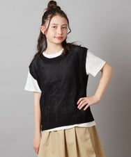 KJKGW01044 a.v.v KIDS(アー・ヴェ・ヴェ) [140-150]【2点セット】メッシュ編みニットベストセット ブラック