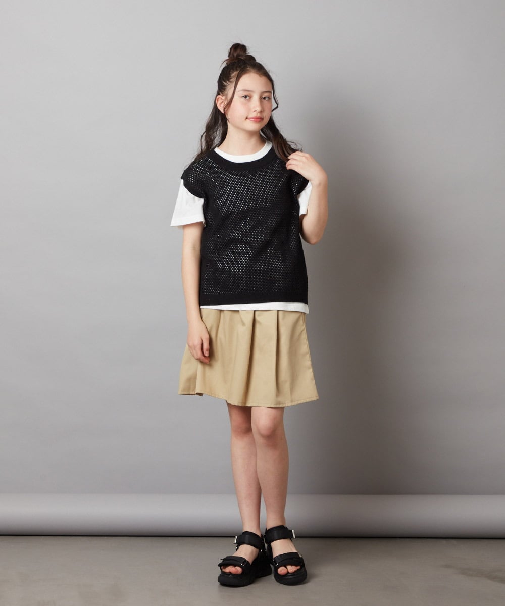 KJKGW01044 a.v.v KIDS(アー・ヴェ・ヴェ) [140-150]【2点セット】メッシュ編みニットベストセット ブラック