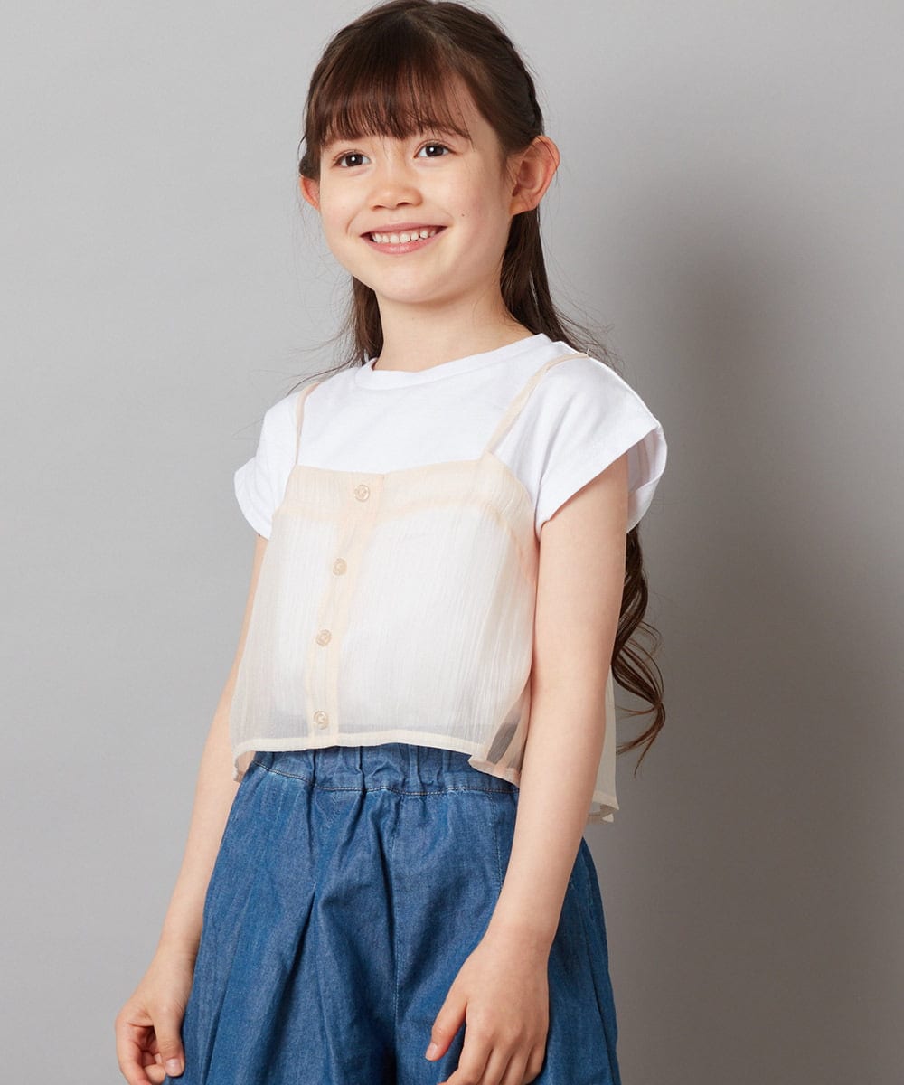 KJKGW02029 a.v.v KIDS(アー・ヴェ・ヴェ) [140-150]シアーキャミドッキングＴシャツ ライトブルー