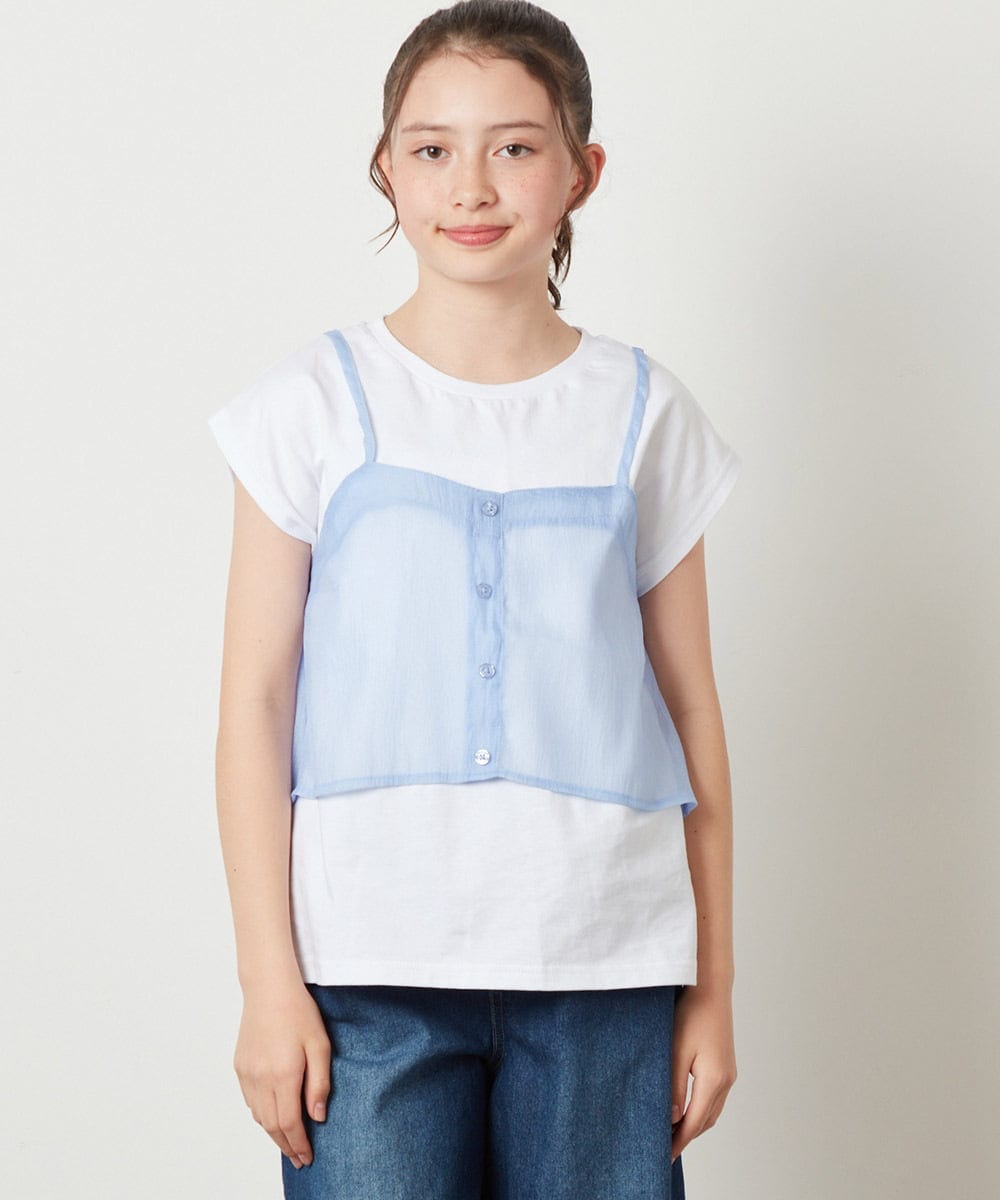 KJKGW02029 a.v.v KIDS(アー・ヴェ・ヴェ) [140-150]シアーキャミドッキングＴシャツ ライトブルー