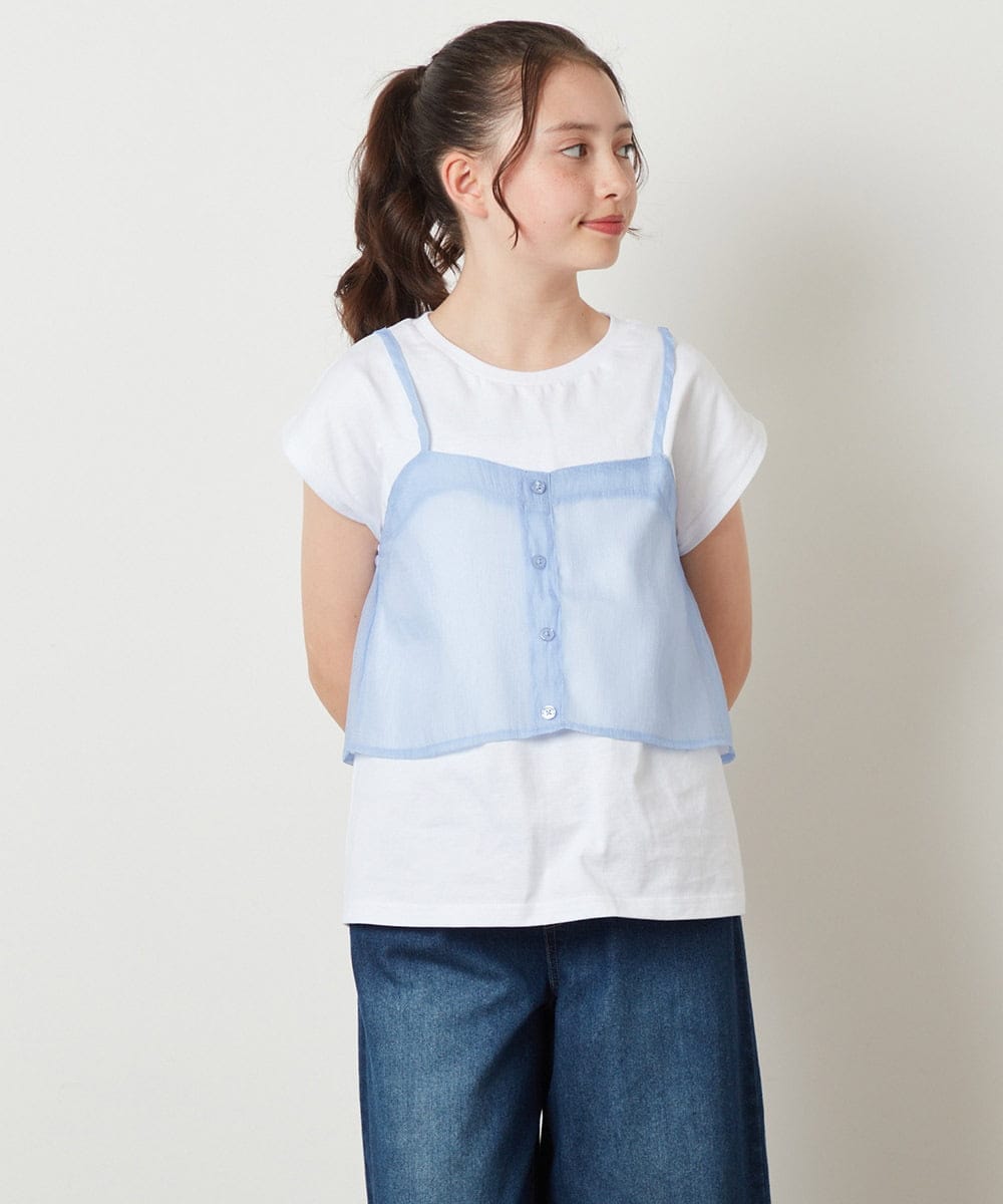 KJKGW02029 a.v.v KIDS(アー・ヴェ・ヴェ) [140-150]シアーキャミドッキングＴシャツ ライトブルー