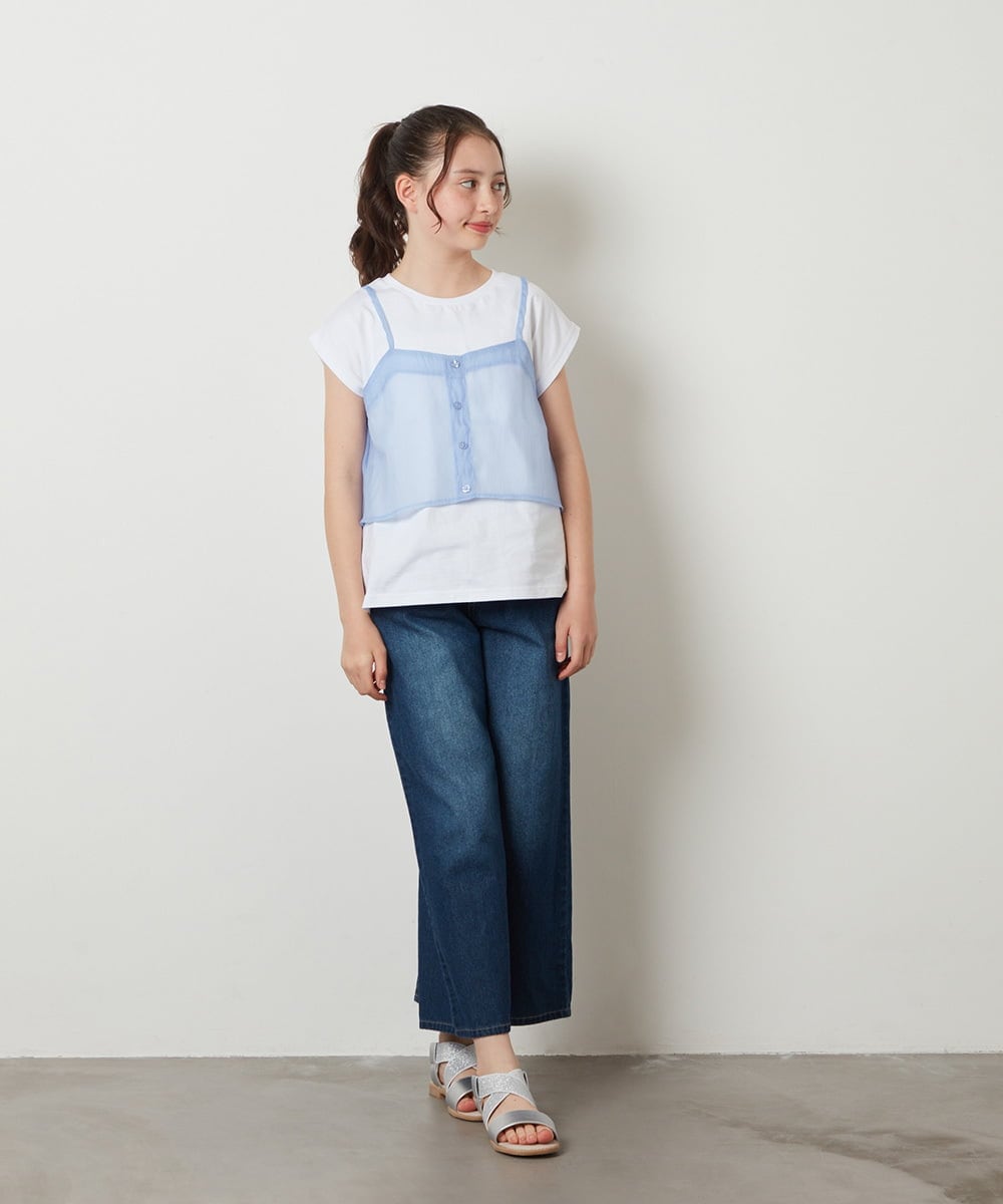 KJKGW02029 a.v.v KIDS(アー・ヴェ・ヴェ) [140-150]シアーキャミドッキングＴシャツ ライトブルー