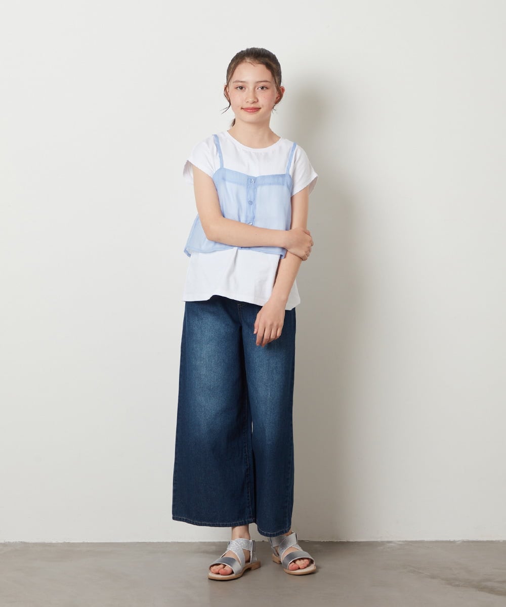 KJKGW02029 a.v.v KIDS(アー・ヴェ・ヴェ) [140-150]シアーキャミドッキングＴシャツ ライトブルー