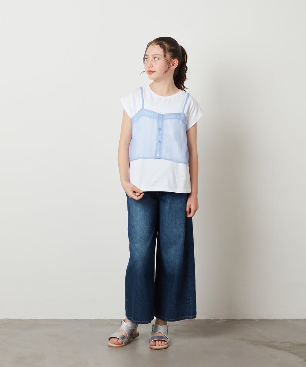 KJKGW02029 a.v.v KIDS(アー・ヴェ・ヴェ) [140-150]シアーキャミドッキングＴシャツ ライトブルー