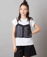 KJKGW02029 a.v.v KIDS(アー・ヴェ・ヴェ) [140-150]シアーキャミドッキングＴシャツ ブラック
