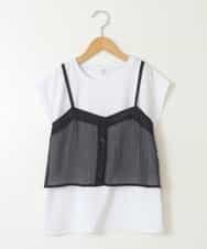 KJKGW02029 a.v.v KIDS(アー・ヴェ・ヴェ) [140-150]シアーキャミドッキングＴシャツ ブラック