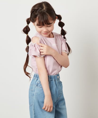 KJKGW04024 a.v.v KIDS [140-150]オフショルフリルスリーブカットソー