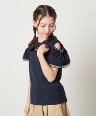 KJKGW04024 a.v.v KIDS(アー・ヴェ・ヴェ) [140-150]オフショルフリルスリーブカットソー ライトブルー