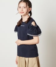 KJKGW04024 a.v.v KIDS(アー・ヴェ・ヴェ) [140-150]オフショルフリルスリーブカットソー ライトブルー