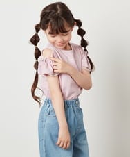KJKGW04024 a.v.v KIDS(アー・ヴェ・ヴェ) [140-150]オフショルフリルスリーブカットソー ライトブルー