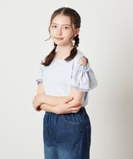 KJKGW04024 a.v.v KIDS(アー・ヴェ・ヴェ) [140-150]オフショルフリルスリーブカットソー ライトブルー