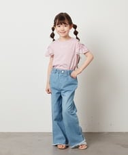KJKGW04024 a.v.v KIDS(アー・ヴェ・ヴェ) [140-150]オフショルフリルスリーブカットソー ライトブルー