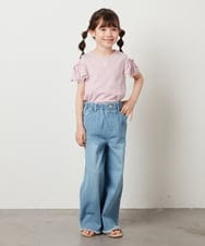 KJKGW04024 a.v.v KIDS(アー・ヴェ・ヴェ) [140-150]オフショルフリルスリーブカットソー ライトブルー