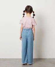 KJKGW04024 a.v.v KIDS(アー・ヴェ・ヴェ) [140-150]オフショルフリルスリーブカットソー ライトブルー