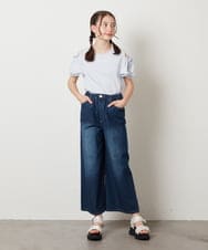 KJKGW04024 a.v.v KIDS(アー・ヴェ・ヴェ) [140-150]オフショルフリルスリーブカットソー ライトブルー