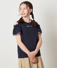 KJKGW04024 a.v.v KIDS(アー・ヴェ・ヴェ) [140-150]オフショルフリルスリーブカットソー ライトブルー