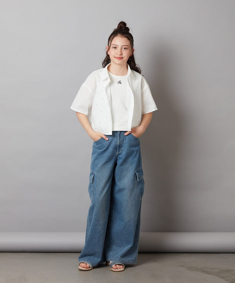 KJKGW07021 a.v.v KIDS(アー・ヴェ・ヴェ) 【ジュニア】[140-150]ロゴ刺繍タンクトップ ホワイト