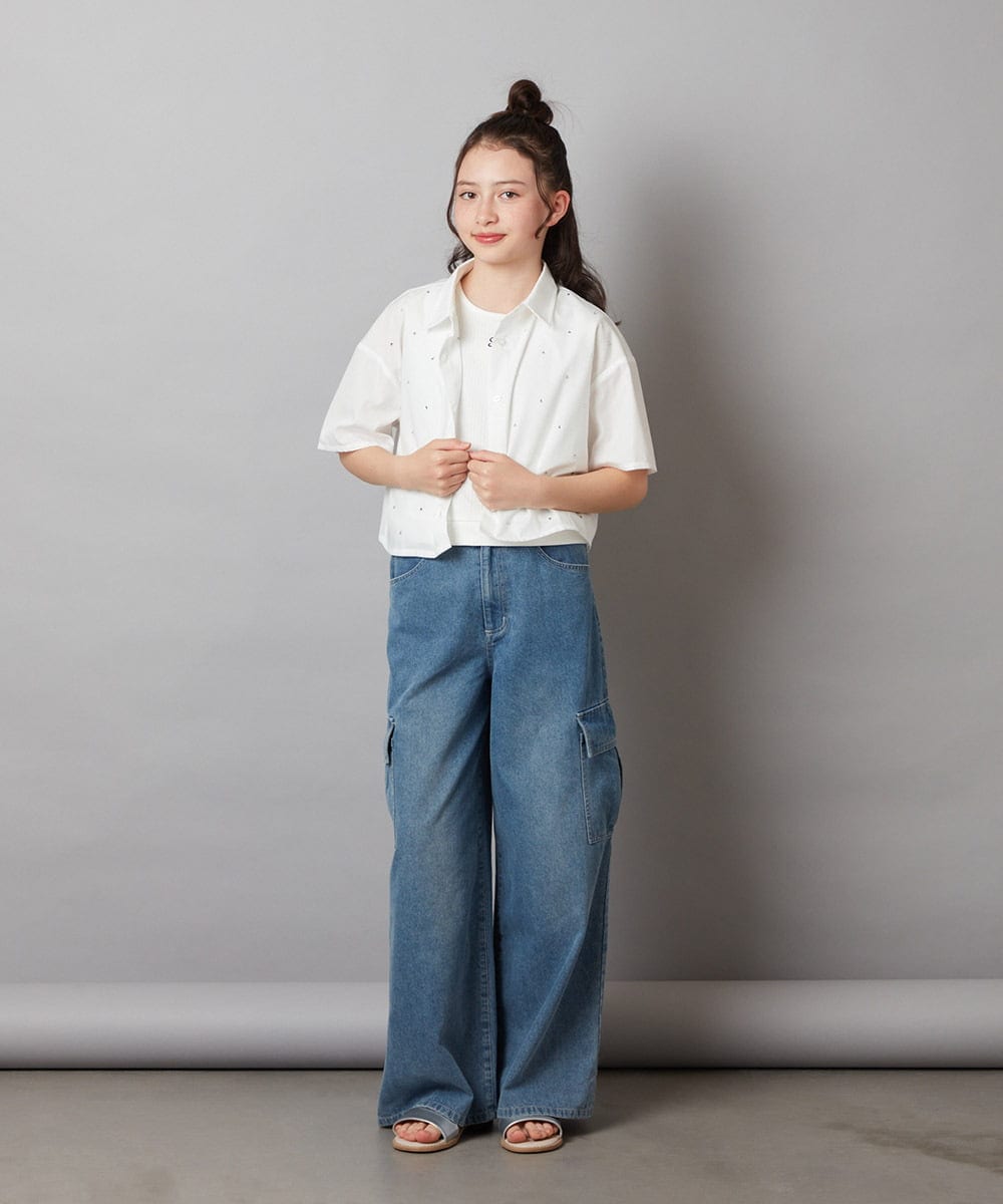 KJKGW07021 a.v.v KIDS(アー・ヴェ・ヴェ) 【ジュニア】[140-150]ロゴ刺繍タンクトップ ホワイト