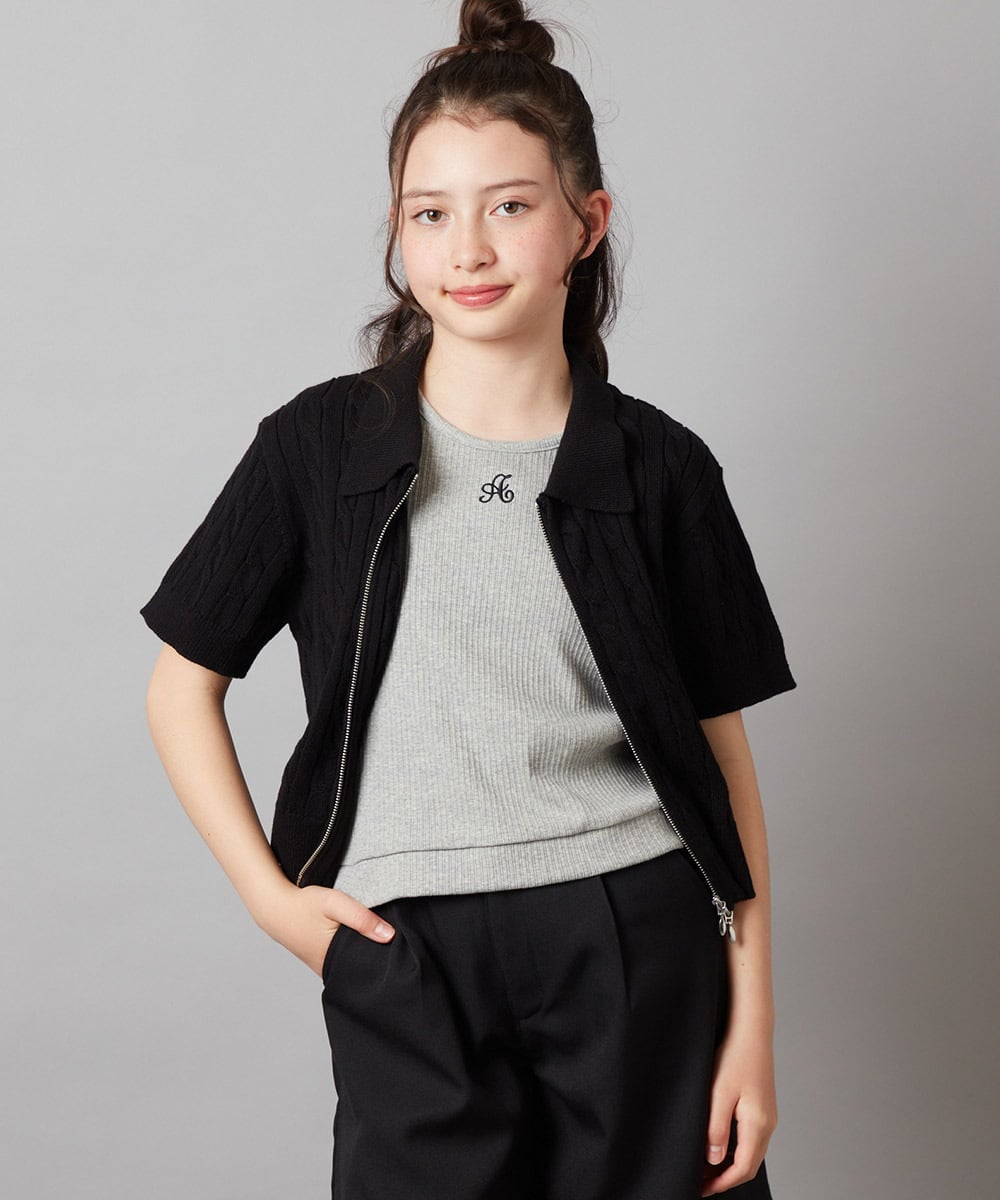 KJKGW07021 a.v.v KIDS(アー・ヴェ・ヴェ) 【ジュニア】[140-150]ロゴ刺繍タンクトップ ホワイト
