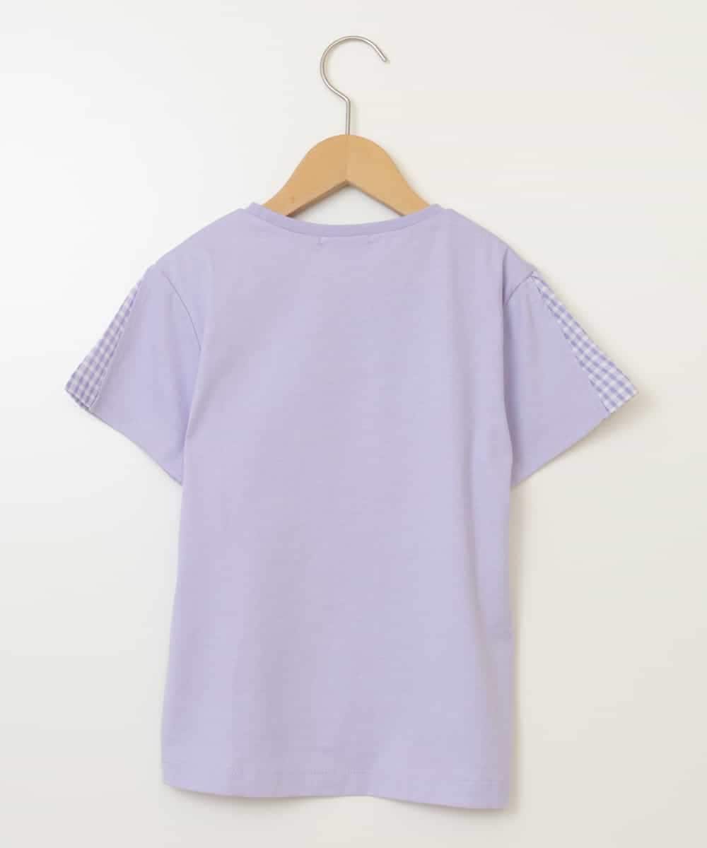 KJKGW08014 a.v.v KIDS(アー・ヴェ・ヴェ) [140-150]ギンガムスリーブﾞTシャツ ラベンダー
