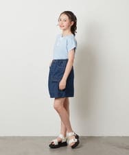 KJKGW10024 a.v.v KIDS(アー・ヴェ・ヴェ) [140-150]フロントレースUPTシャツ ライトブルー