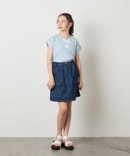 KJKGW10024 a.v.v KIDS(アー・ヴェ・ヴェ) [140-150]フロントレースUPTシャツ ライトブルー