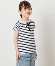 KJKGW10024 a.v.v KIDS(アー・ヴェ・ヴェ) [140-150]フロントレースUPTシャツ ライトブルー