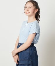 KJKGW10024 a.v.v KIDS(アー・ヴェ・ヴェ) [140-150]フロントレースUPTシャツ ライトブルー