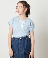 KJKGW10024 a.v.v KIDS(アー・ヴェ・ヴェ) [140-150]フロントレースUPTシャツ ライトブルー