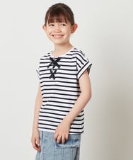 KJKGW10024 a.v.v KIDS(アー・ヴェ・ヴェ) [140-150]フロントレースUPTシャツ アイボリー