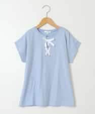 KJKGW10024 a.v.v KIDS(アー・ヴェ・ヴェ) [140-150]フロントレースUPTシャツ ライトブルー