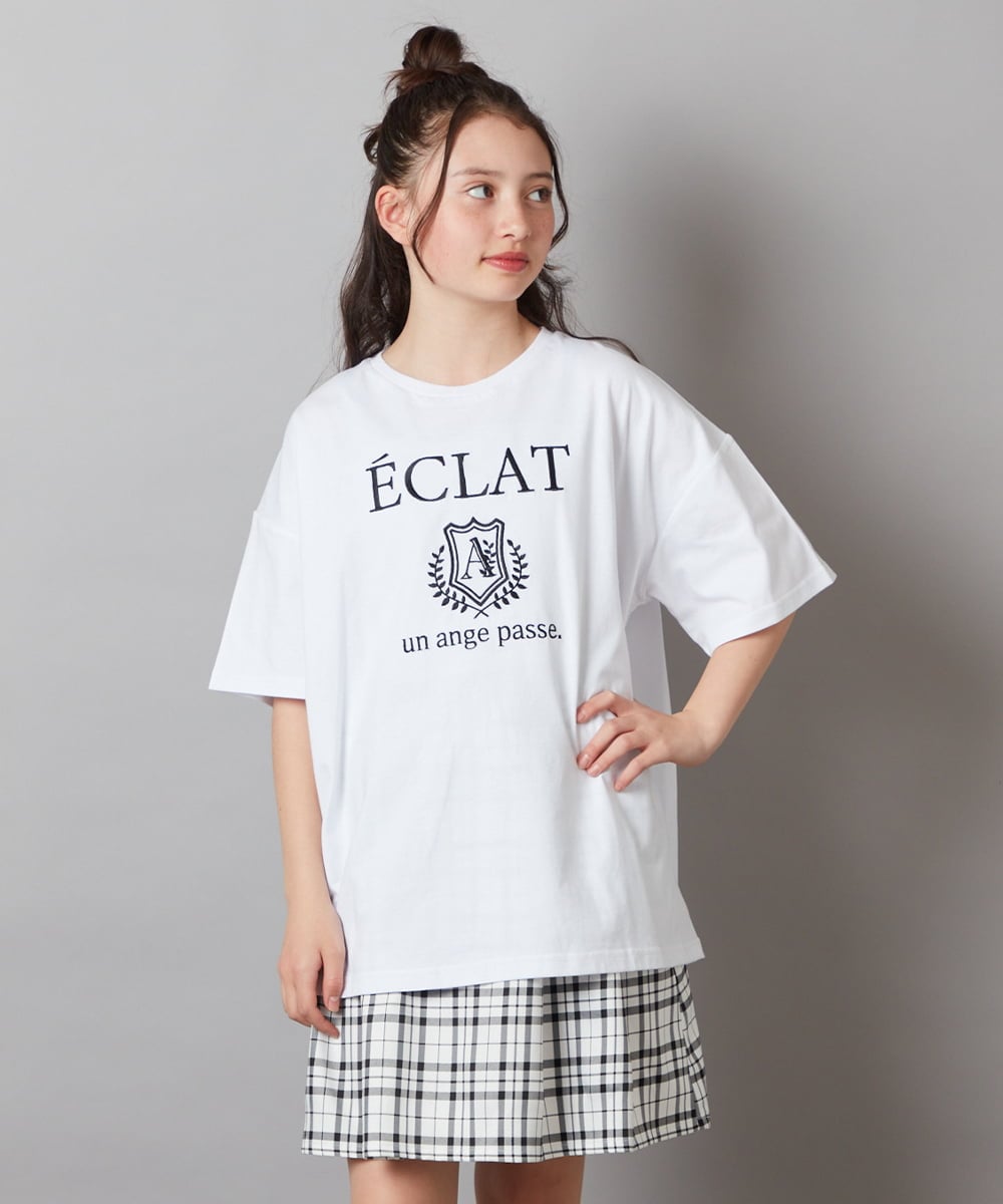 KJKGW11024 a.v.v KIDS(アー・ヴェ・ヴェ) [140-150]エンブレム刺繍オーバーシルエットＴシャツ ホワイト