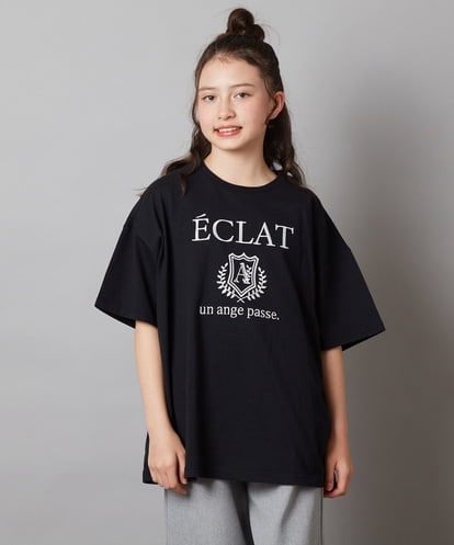 a.v.v(アー・ヴェ・ヴェ) [140-150]エンブレム刺繍オーバーシルエットＴシャツ ブラック/黒 140