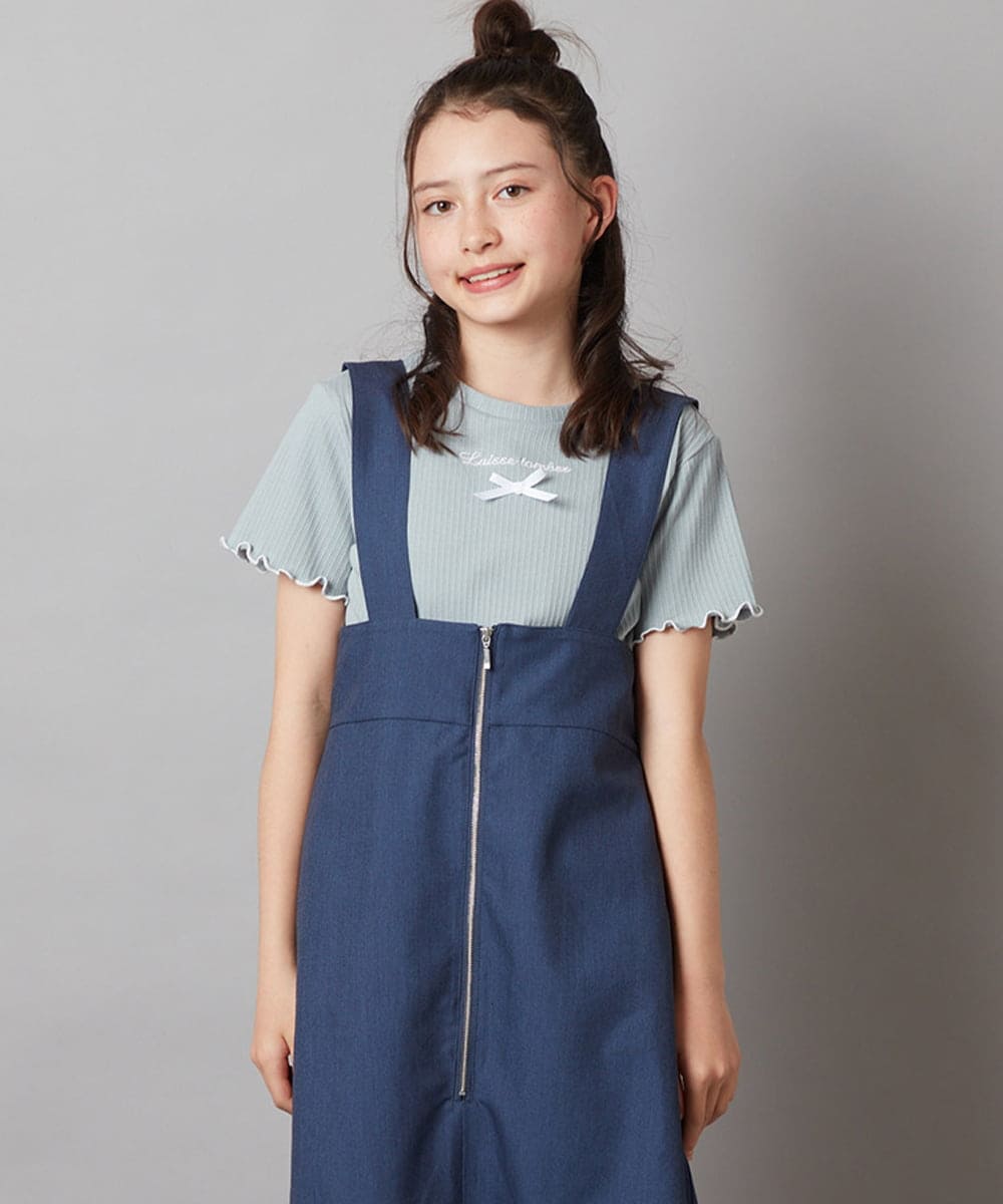 KJKGW12034 a.v.v KIDS(アー・ヴェ・ヴェ) [140-150]ロゴ刺繍入りプチリボンカットソー ホワイト