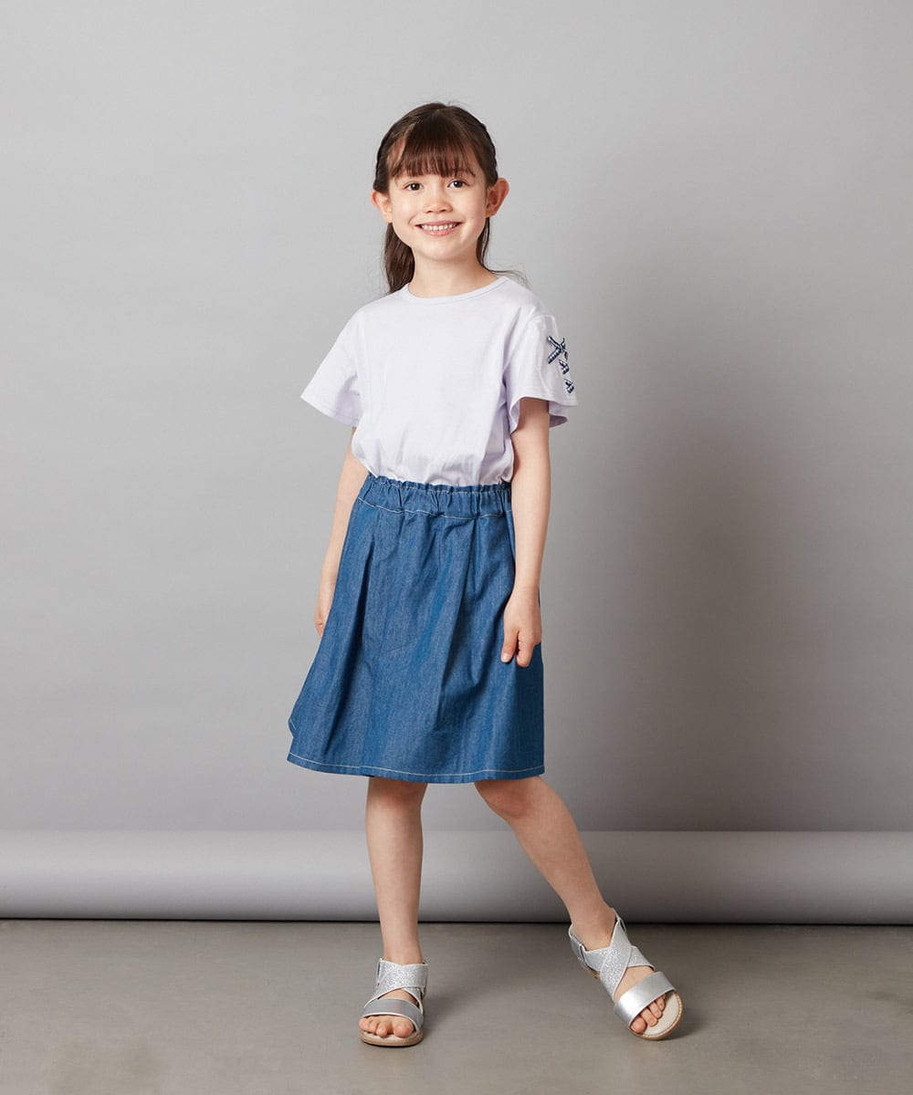 KJKGW14019 a.v.v KIDS(アー・ヴェ・ヴェ) [140-150]【WEB限定】袖レースアップリボンＴシャツ ホワイト