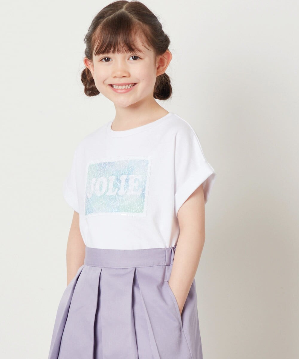 KJKGW40024 a.v.v KIDS(アー・ヴェ・ヴェ) [140-150]スパンコールTシャツ ラベンダー