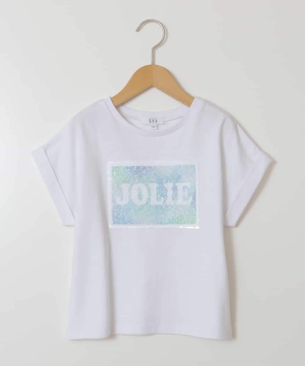 KJKGW40024 a.v.v KIDS(アー・ヴェ・ヴェ) [140-150]スパンコールTシャツ ホワイト