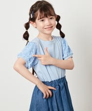KJKGW42029 a.v.v KIDS(アー・ヴェ・ヴェ) [140-150]異素材フリルスリーブカットソー ライトブルー
