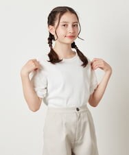 KJKGW42029 a.v.v KIDS(アー・ヴェ・ヴェ) [140-150]異素材フリルスリーブカットソー ホワイト