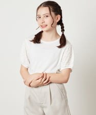 KJKGW42029 a.v.v KIDS(アー・ヴェ・ヴェ) [140-150]異素材フリルスリーブカットソー ホワイト