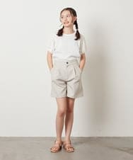 KJKGW42029 a.v.v KIDS(アー・ヴェ・ヴェ) [140-150]異素材フリルスリーブカットソー ホワイト