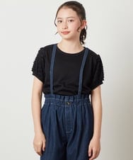 KJKGW42029 a.v.v KIDS(アー・ヴェ・ヴェ) [140-150]異素材フリルスリーブカットソー ホワイト