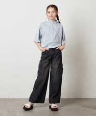 KJKGW43034 a.v.v KIDS(アー・ヴェ・ヴェ) [140-150]ハーフジッププルオーバーTシャツ ライトグレー