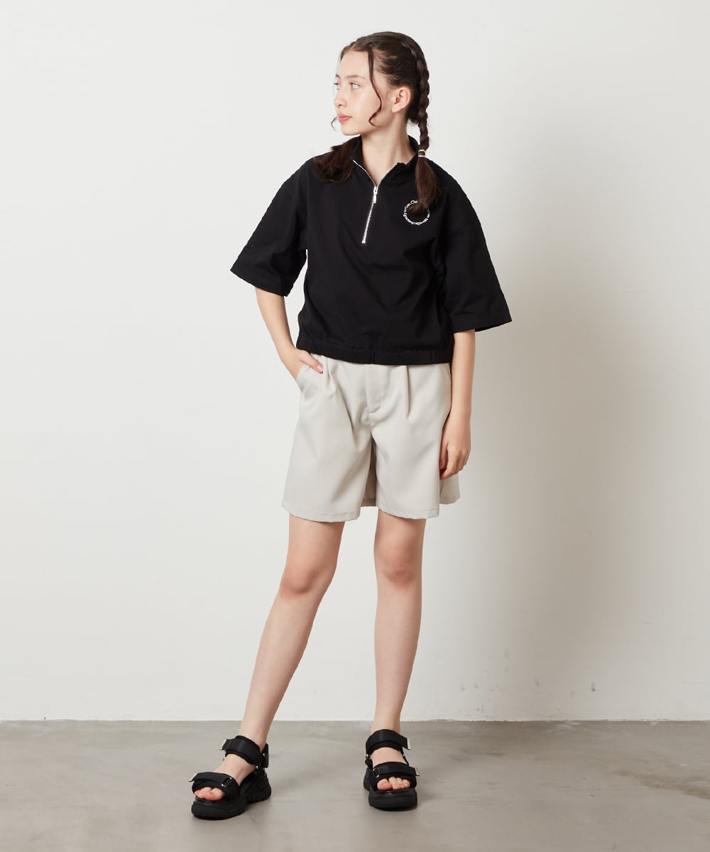 KJKGW43034 a.v.v KIDS(アー・ヴェ・ヴェ) [140-150]ハーフジッププルオーバーTシャツ ライトグレー